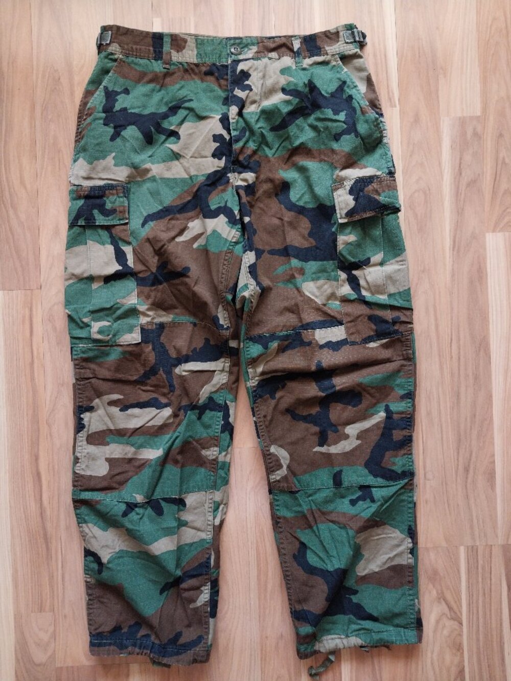 US Military Woodland Camouflage BDU Trousers Hot Weather Ripstop Sz Medium Short